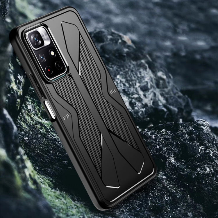 Black TPU phone case with textured mesh striping and protective camera cutout
