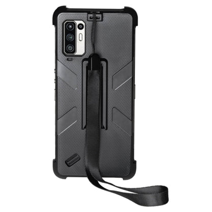 Textured rugged phone case with wrist strap and port cutouts