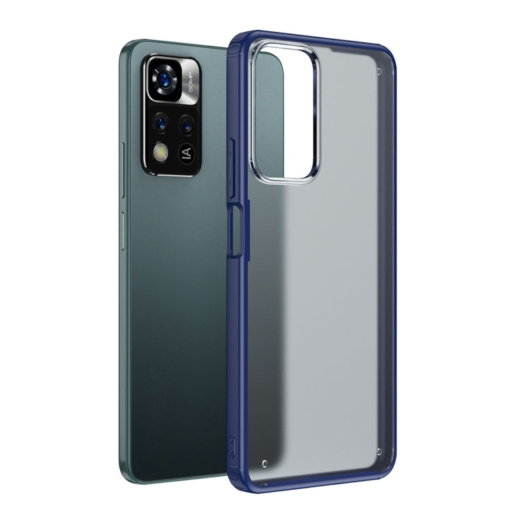 Blue shockproof phone case with raised camera and screen protection for Redmi Note 11 Pro