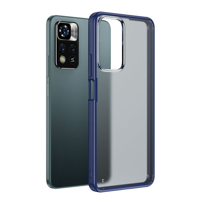 Blue shockproof phone case with raised camera and screen protection for Redmi Note 11 Pro