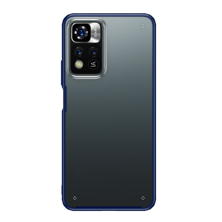 Dark blue phone case with raised camera cutout and protective rim for Redmi Note 11 Pro