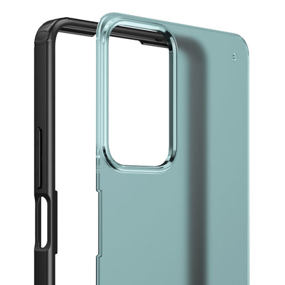 Teal phone case with clear camera window and shockproof corner bumper