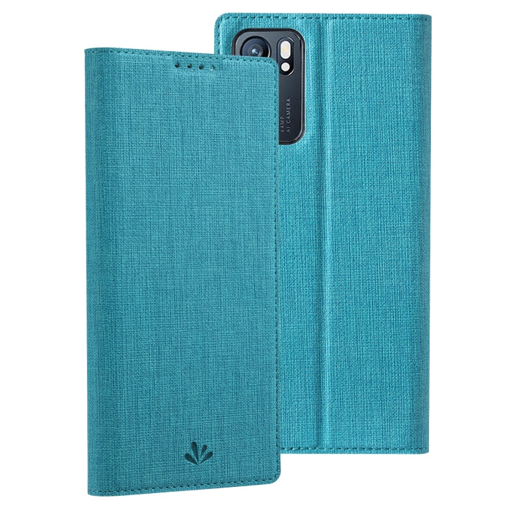 Blue leather folio phone case with magnetic flip cover and camera cutout