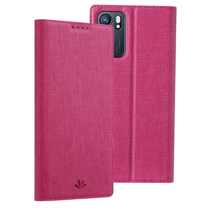 Rose red leather folio phone case with magnetic flip cover and camera cutout