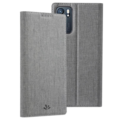 Grey leather folio phone case with magnetic flip cover and camera cutout