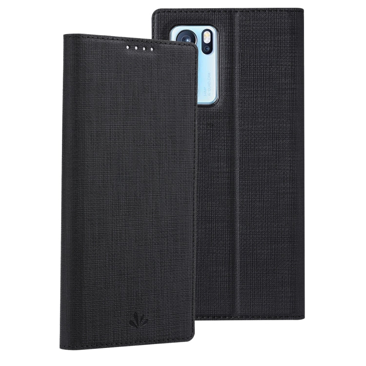 Black flip phone case with textured cover and magnetic closure, horizontal style