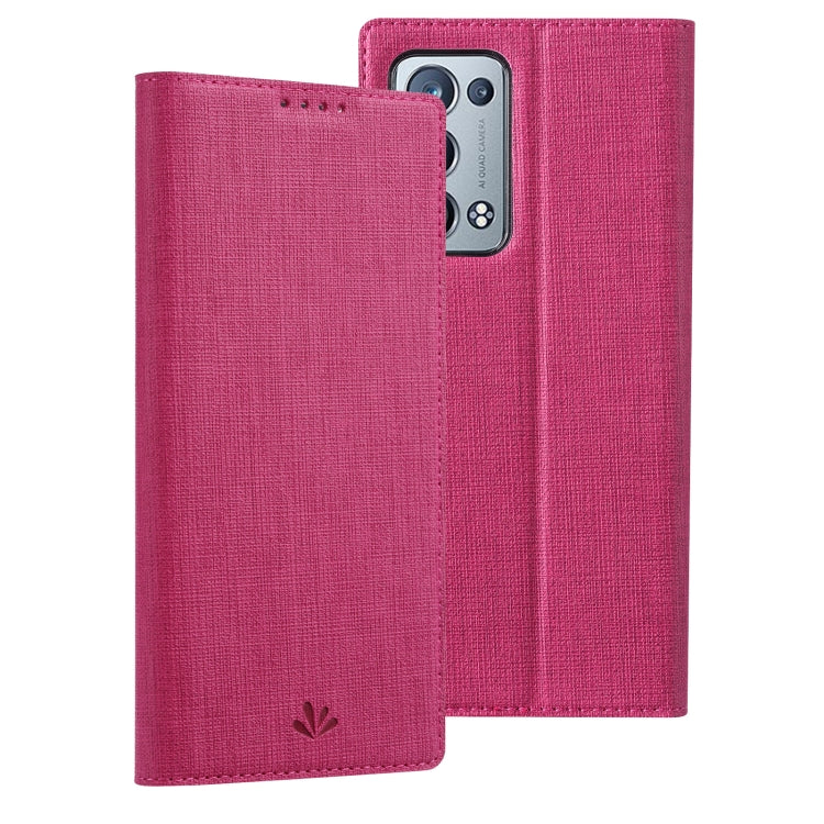 Rose red flip phone case with textured cover and magnetic closure, horizontal style