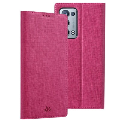 Rose red flip phone case with textured cover and magnetic closure, horizontal style