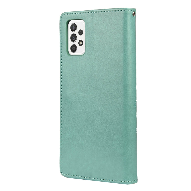 Green leather phone case with butterfly-flower pattern and camera cutouts