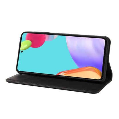 Black leather-style folio phone case with screen stand in landscape orientation