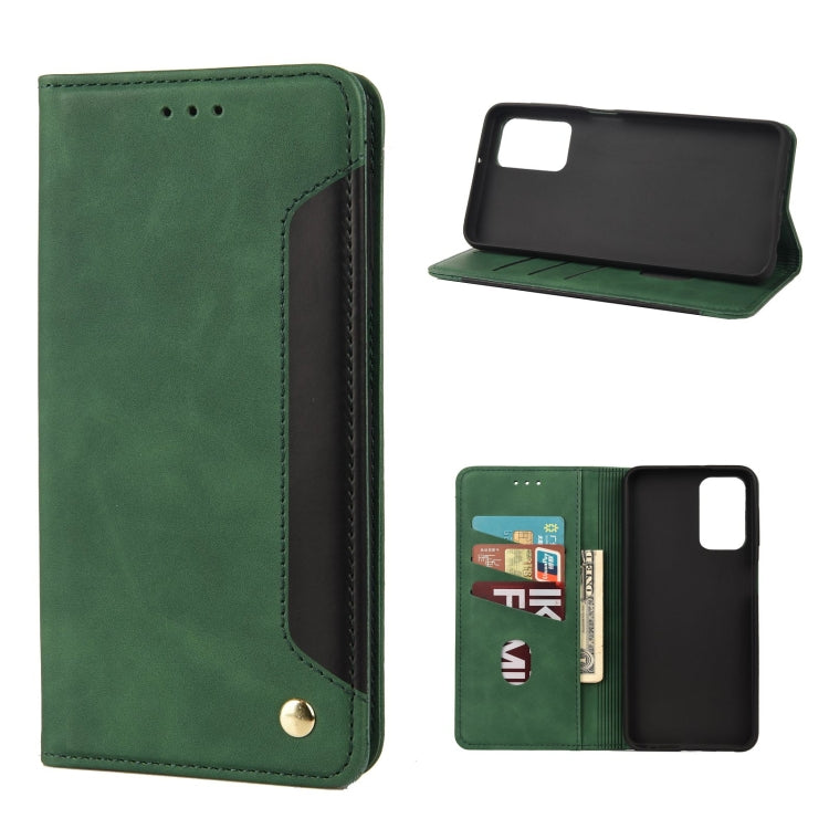 Green leather wallet phone case with flip cover, card slots, and magnetic clasp
