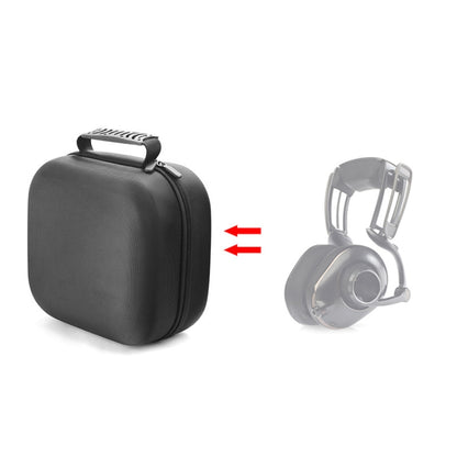 Black zippered headphone storage case with top handle