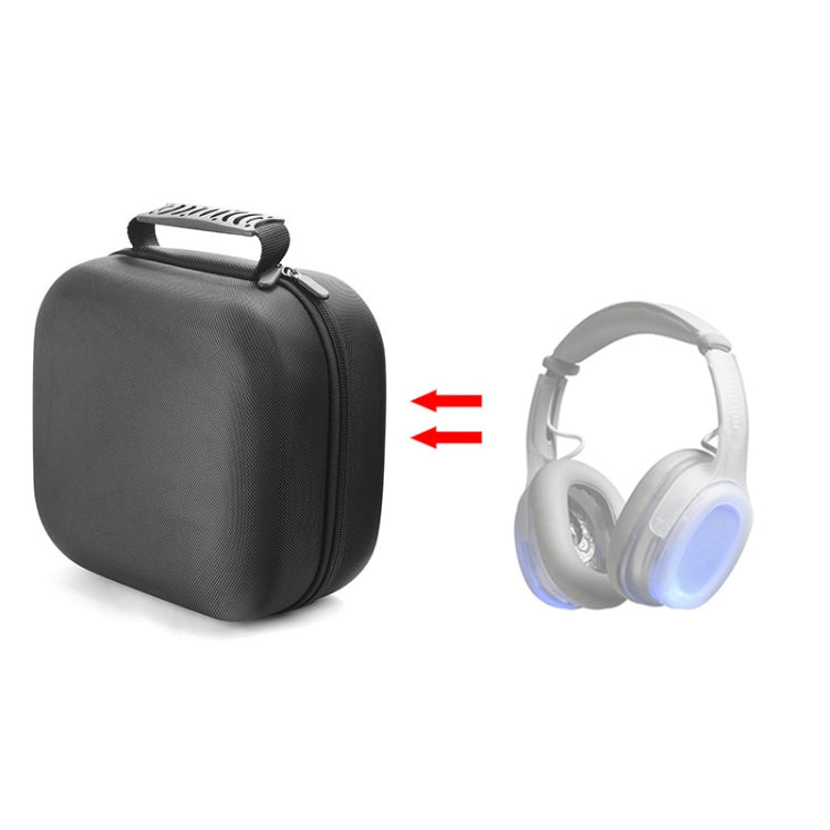 Protective black headphone storage bag with zipper and top carry handle