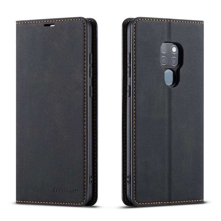 Leather flip phone case in dark gray/black with stitched edges and camera cutout