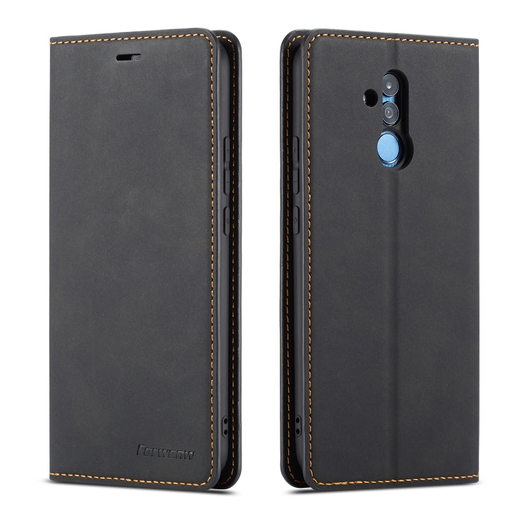 Leather flip phone case in dark gray with stitched edges and camera cutout