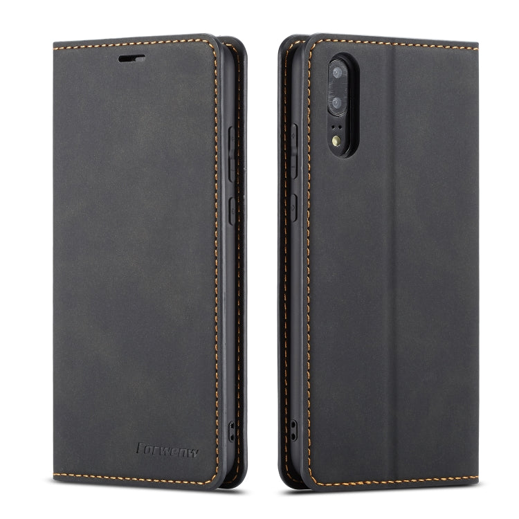 Leather flip phone case in dark gray with stitched edges and camera cutout