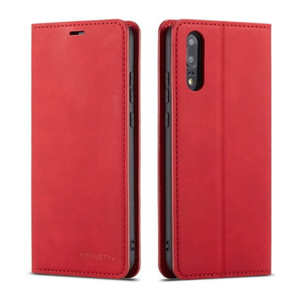 Leather flip phone case in red with stitched edges and camera cutout