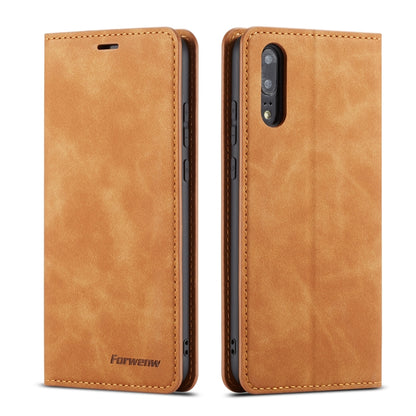 Leather flip phone case in tan with stitched edges and camera cutout