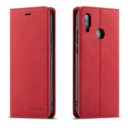 Red leather flip phone case with camera cutout and stitched trim