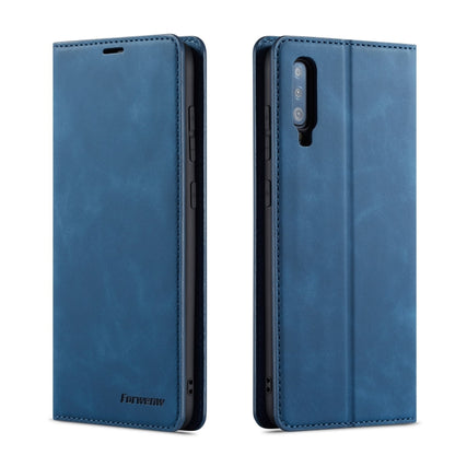 Blue flip leather phone case with magnetic holder and card slots