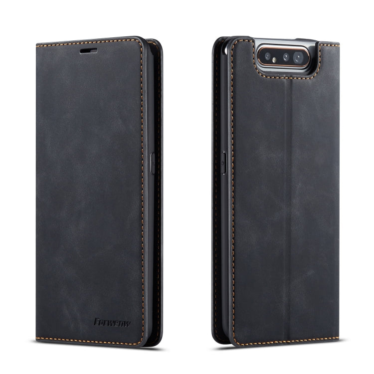 Dark gray flip leather phone case with magnetic holder and card slots