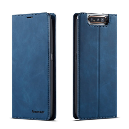 Blue flip leather phone case with magnetic holder and card slots