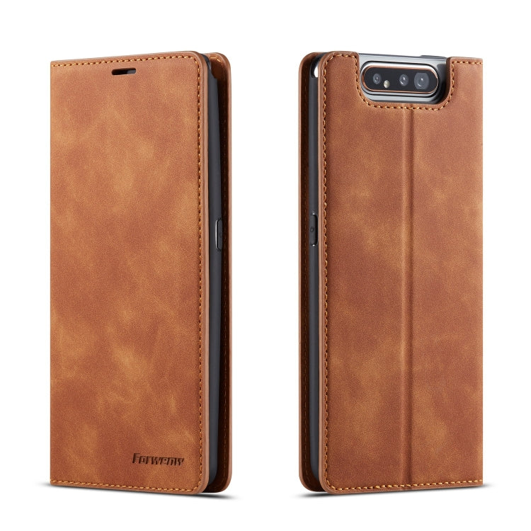 Brown flip leather phone case with magnetic holder and card slots