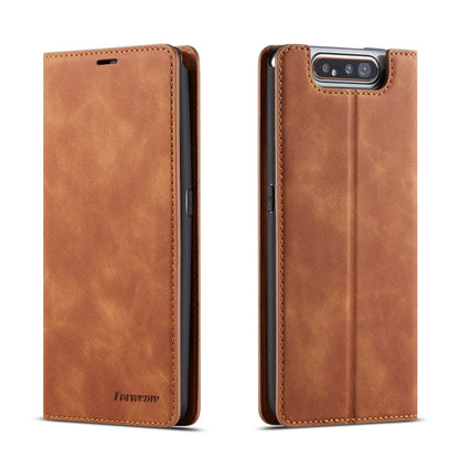Brown flip leather phone case with magnetic holder and card slots