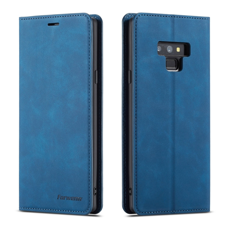 Blue flip leather phone case with magnetic holder and card slots