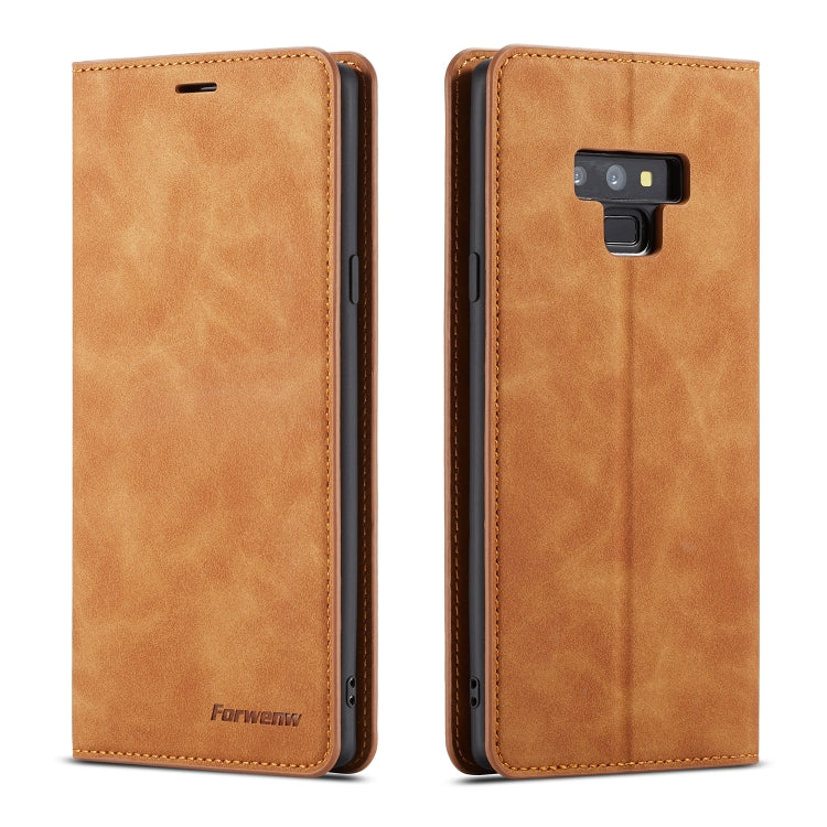 Brown flip leather phone case with magnetic holder and card slots