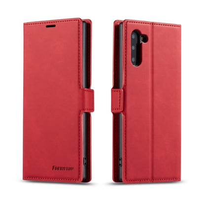 Red horizontal flip leather phone case with card slots and magnetic holder, double-layer cover