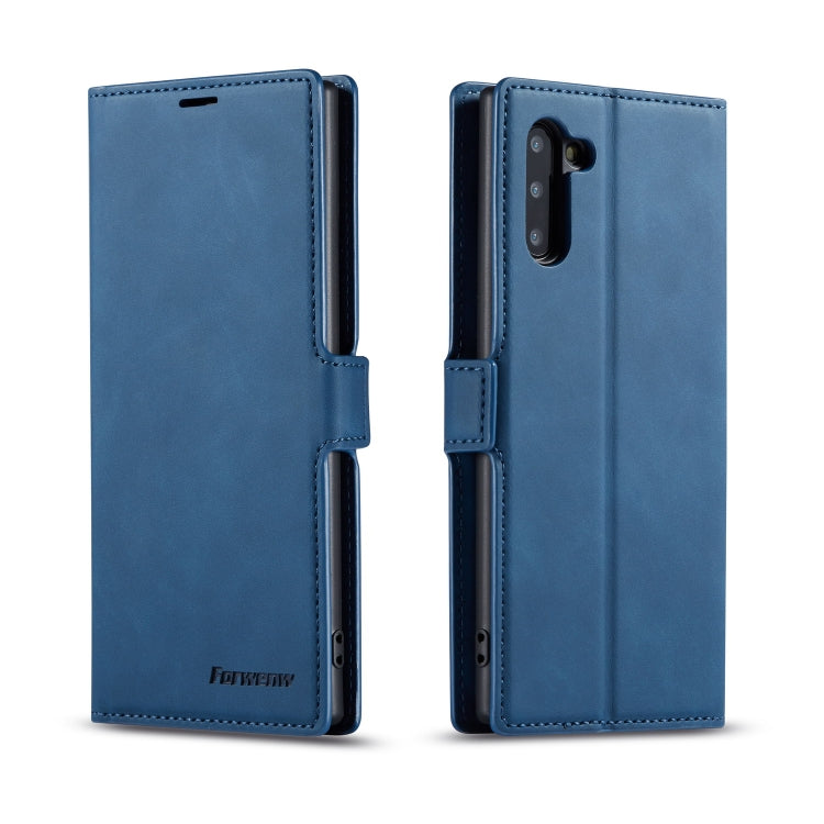 Blue horizontal flip leather phone case with card slots and magnetic holder, window for camera