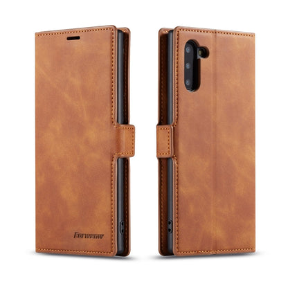 Brown horizontal flip leather phone case with card slots and magnetic holder, stitched trim