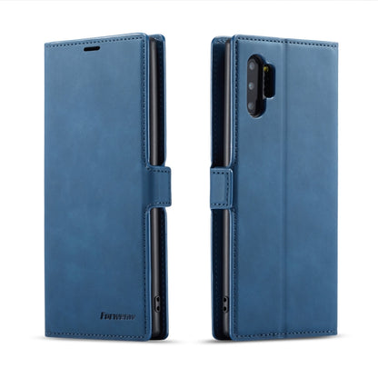 Blue horizontal flip leather phone case with card slots and magnetic holder, side openings