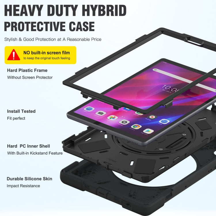 Black heavy-duty tablet case with hard PC outer shell and silicone interior