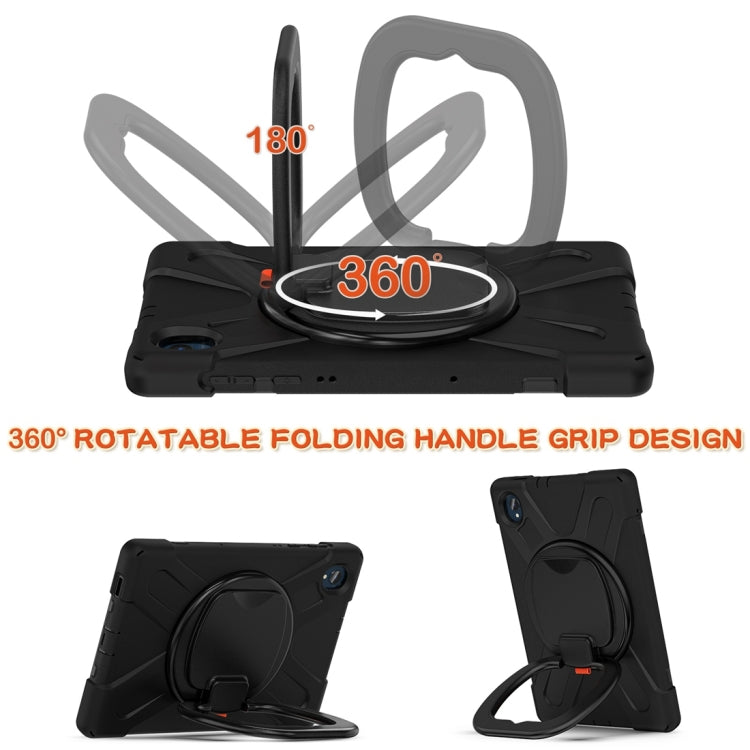 Black tablet case featuring 360° rotating, folding handle grip