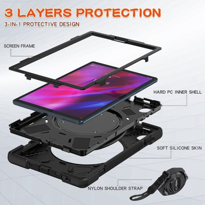 Black 3-layer protective tablet case with silicone inner and hard PC shell