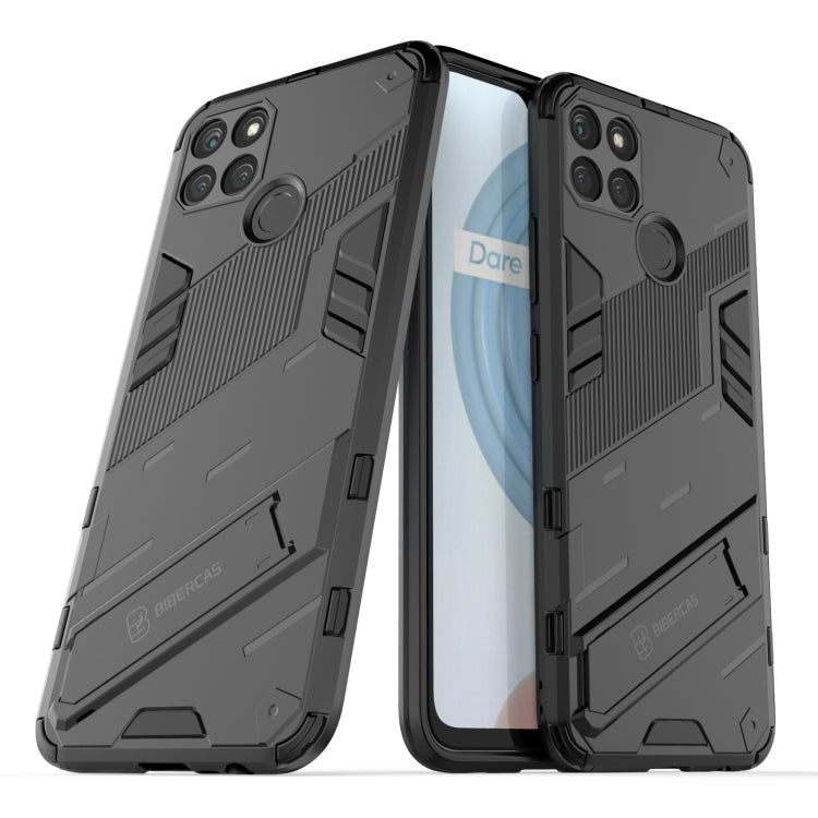 Rugged shockproof phone case for Realme C21Y in dark gray, two-piece TPU style