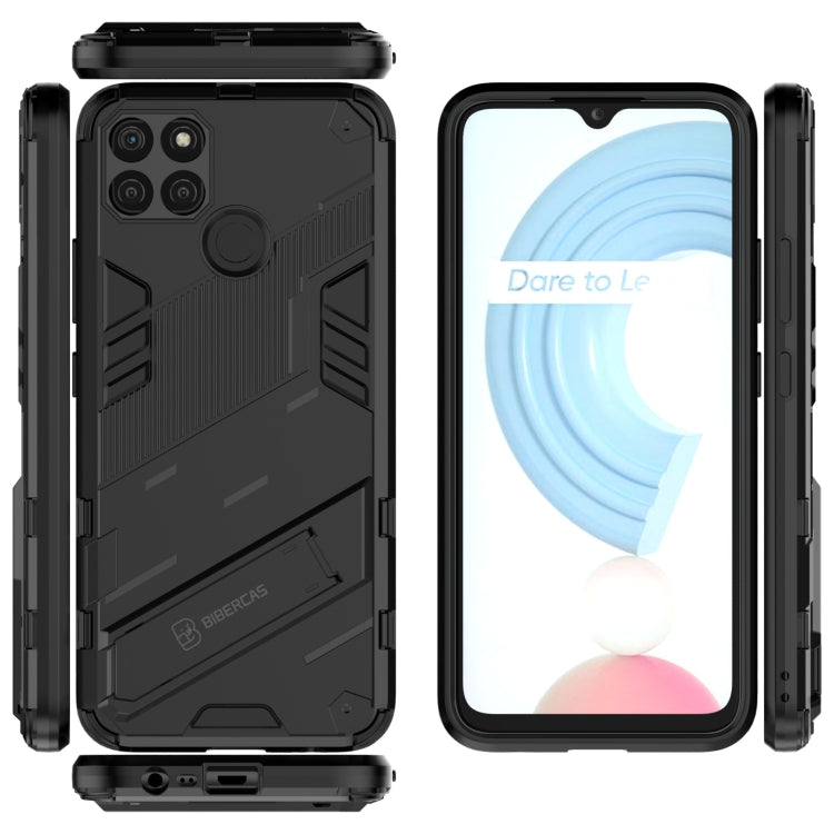 Shockproof phone case for Realme C21Y in black, rugged TPU bumper with side buttons