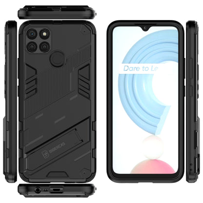 Shockproof phone case for Realme C21Y in black, rugged TPU bumper with side buttons