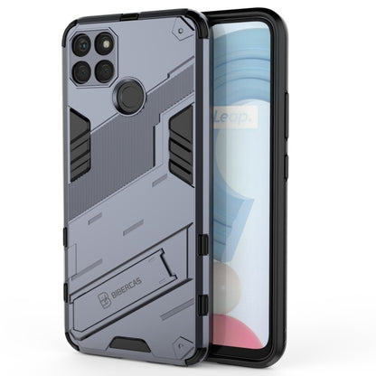 Shockproof phone case for Realme C21Y in gray, rugged TPU shell with grippy ridges