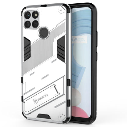 Shockproof phone case for Realme C21Y in white, rugged TPU shell with camera cutouts