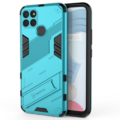 Teal rugged shockproof TPU phone case with armor design for Realme C21Y