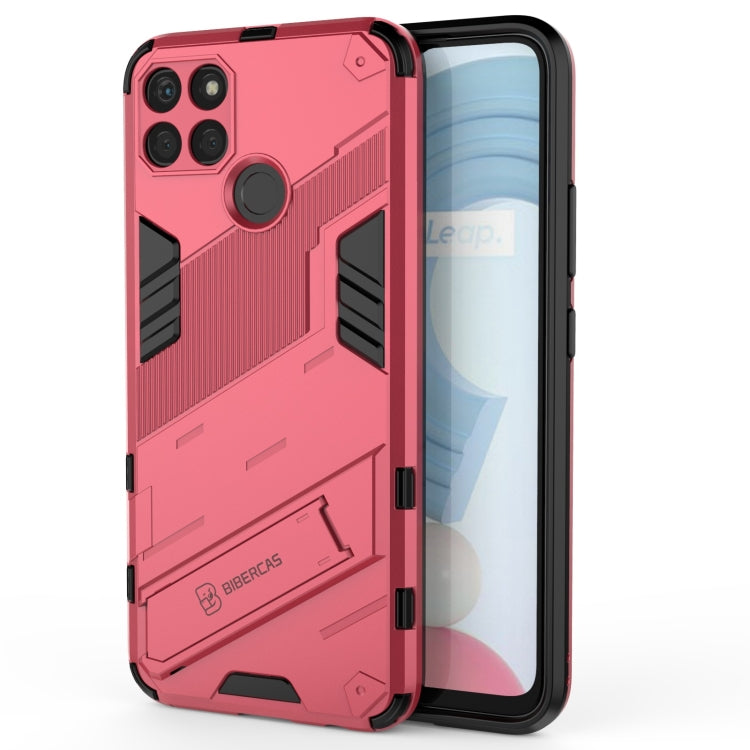 Pink rugged shockproof TPU phone case with armor design for Realme C21Y
