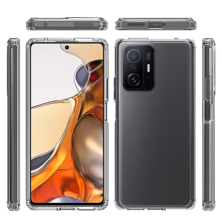 Clear protective phone case with raised edges and port cutouts, front and back views