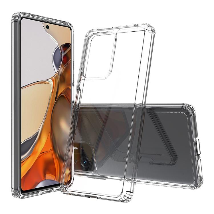 Transparent protective phone case with black back panel and raised camera cover