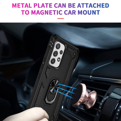 Black phone case with metal plate for magnetic car mount and metal ring kickstand