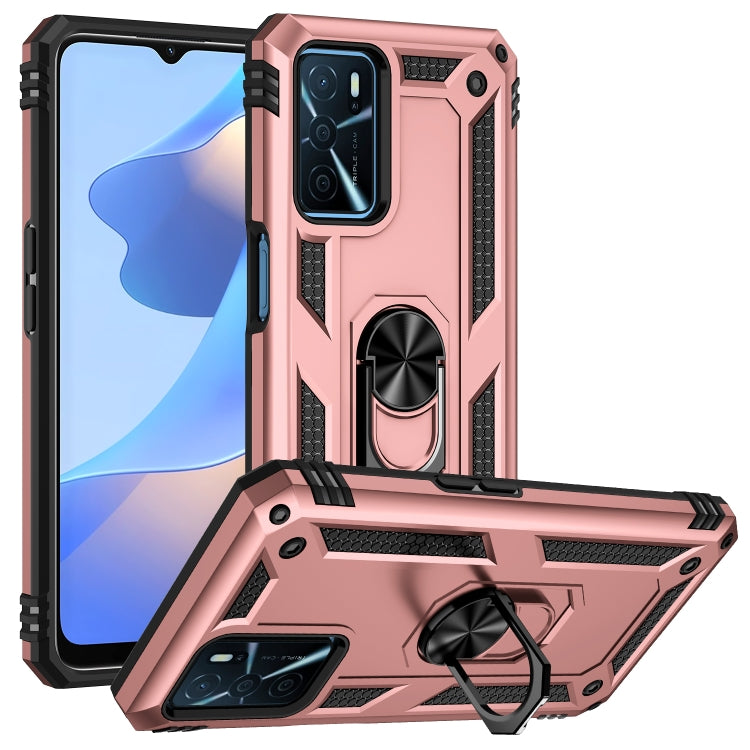 Shockproof phone case with kickstand ring, blush pink TPU and PC armor-style shell