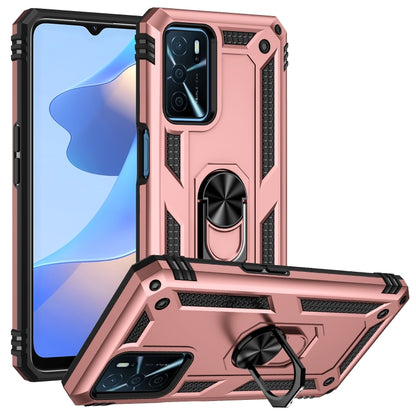 Shockproof phone case with kickstand ring, blush pink TPU and PC armor-style shell