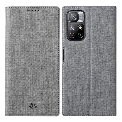 Grey magnetic flip leather phone case with camera cutout and textured finish